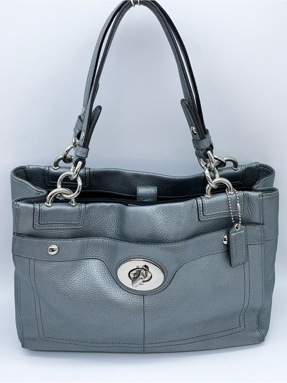 Coach Pebbled Leather Turn-Lock Shoulder Bag
